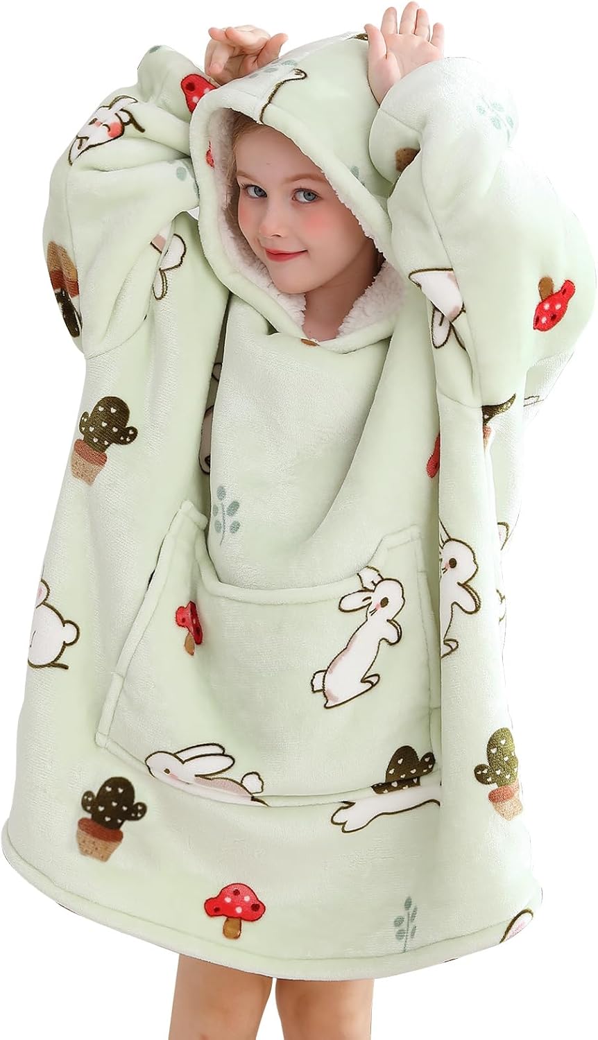 Aemilas Wearable Blanket Hoodie - Warm Sherpa Blanket Sweatshirt as Gifts for Adult Women Mom Men, One Size Fits All