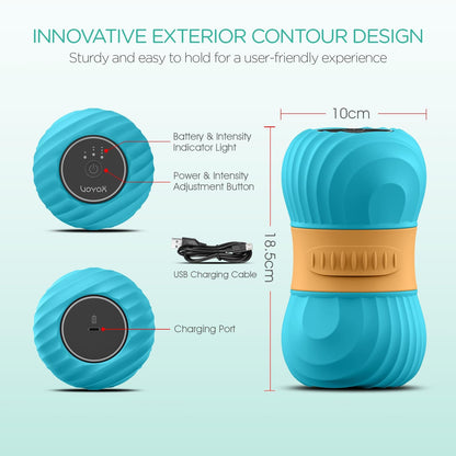 Vibrating Peanut Massage Ball Roller, Electric Double Lacrosse Massage Ball with 4 Intensities for Muscle Pain Relief, Rechargeable Deep Tissue Massage, Yoga Sports Fitness MB300 (Black)