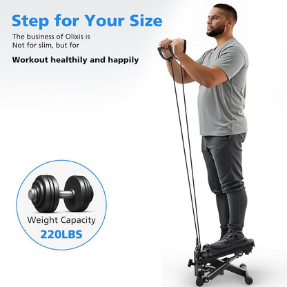 OLIXIS Steppers for Exercise At Home Workout Equipment, Mini Stepper Exercise Machine for Senior Citizens, Twist Stepper with Resistance Bands, Cardio Weight Loss Equipment Home Fitness