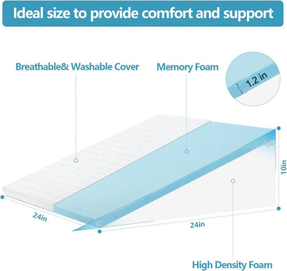 Nordjager Wedge Pillow for Sleeping, 24 x 24 x 10 Inch Bed Wedge