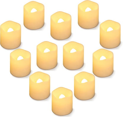 SHYMERY Flameless Votive Candles,Flameless Flickering Electric Fake Candle,24 Pack 200+Hour Battery Operated LED Tea Lights in Warm White for Wedding, Table, Halloween,Christmas Decorations 1.5"X1.7"