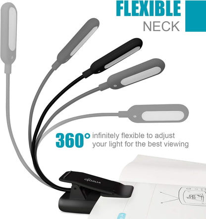 VAVOFO Clip On Book Light for Bed Kids, 7 LED Reading Light with 9-Level Warm Cool White Daylight, Eye Care Lamp with Power Indicator for Bookworms (Blue)
