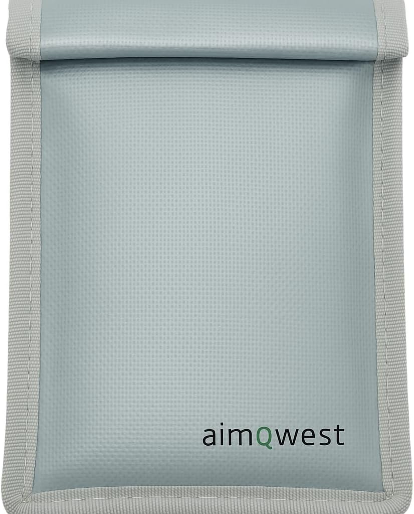 Faraday Bag for Phones – EMP & RFID Blocking, Fireproof & Waterproof Pouch, Anti-Tracking Signal Shield for Privacy & Security, Military-Grade Protection (8”x5” Silver Gray)