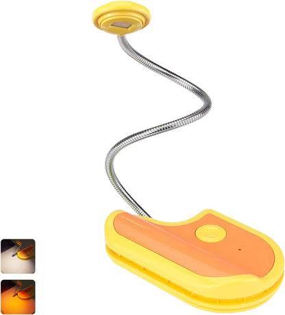 BIGMONAT Rechargeable Reading Light for Kids,Small Amber Book Light,Multi Colors Portable LED Reading Lamp with 361° Rotary Light Neck,Wireless Clip Reading Light for Books (White)
