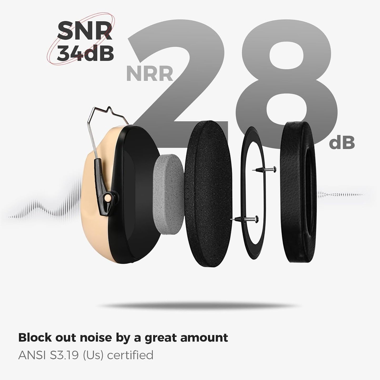 ProCase NRR 28dB Noise Reduction Ear Muffs, Foldable Adjustable Passive Noise Cancelling Headphones for Adults Kids Autism, Hearing Protection for Shooting, Construction, Mowing, Studying -Black - Colors B