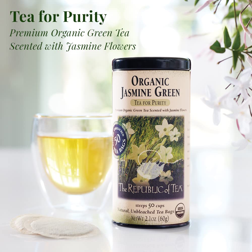 The Republic of Tea Organic Jasmine Green Tea, Low Caffeine, 50 Count