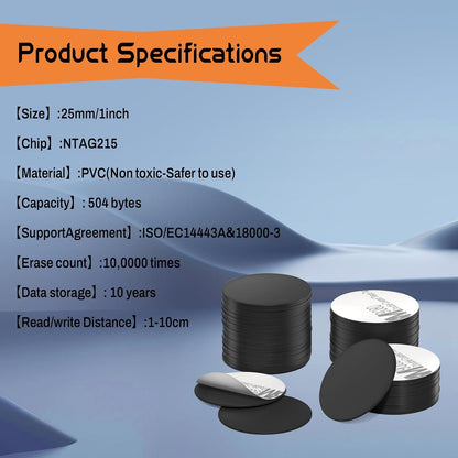 NFC Tags Ntag215 Cards 25mm Round Rewritable NFC Coin Cards