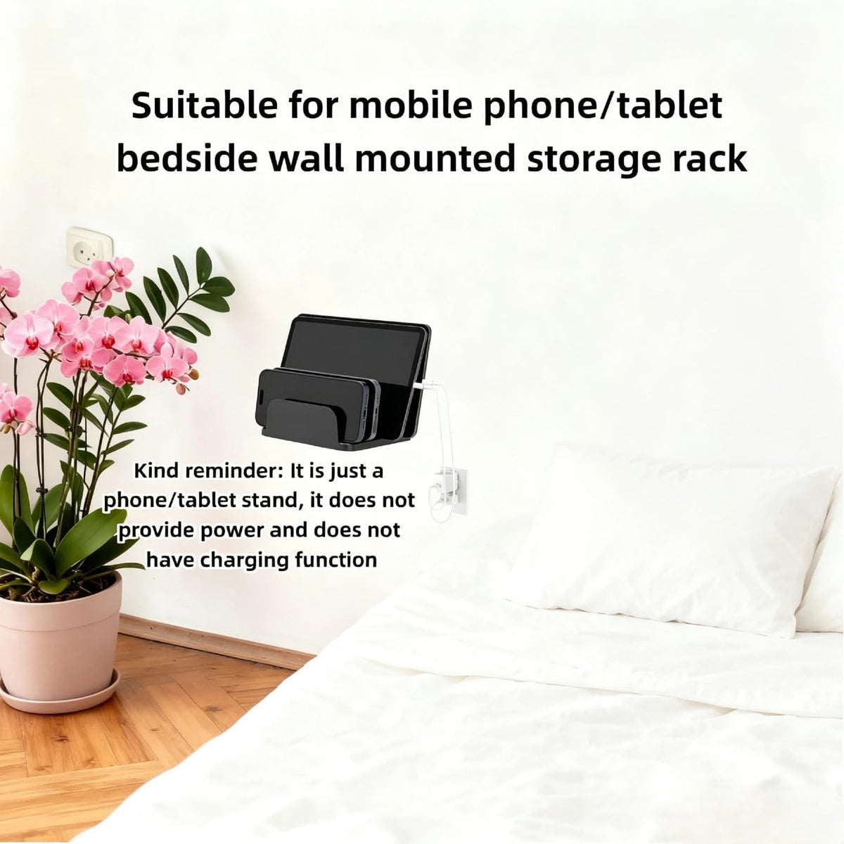 Wall Mount Phone Storage Shelf with 4-Slot Docking Station