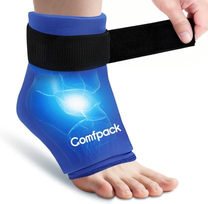 Comfpack Ankle Ice Pack Wrap for Swelling, Reusable Foot Ice Pack Wrap, Hot & Cold Therapy Compression Sleeve for Plantar Fasciitis Relief, Achilles Tendonitis, Sprain, Heel Pain, Sprained