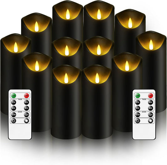 Nimiko Flameless Candles with Remote, Battery Operated Flickering Flameless Candles, LED Candles with Timer 2/4/6/8H, with Realistic LED Candles Set of 9 (D3 x H 3" 4" 5" 6" 7") (Ivory)