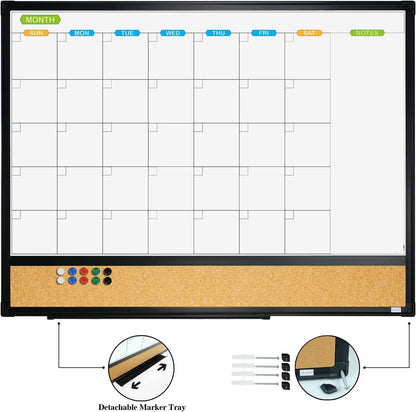 JILoffice Magnetic Dry Erase Calendar Whiteboard, 24" x 18" Monthly Board