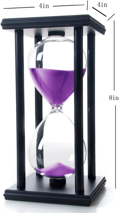 60 Minutes Hourglass, Wood Sand Timer, White | 4 x 4 x 8 inch Sand Clock