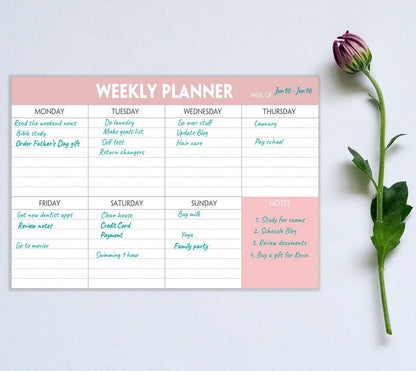Weekly Planner Notepad - Tear Off Planning Pad with Daily Schedule & Calendar, 52 Sheets, 100gsm Paper, Undated Weekly To Do List Notepad, 10x7 in