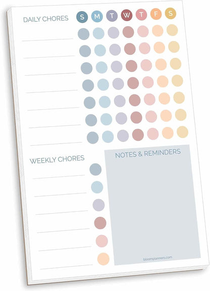 bloom daily planners Magnetic Chore Chart Planning Pad - Daily & Weekly Habit To Do Tracker - Family Organizer and Responsibility Reward System - 60 Sheets - 6” x 9”, Pastel