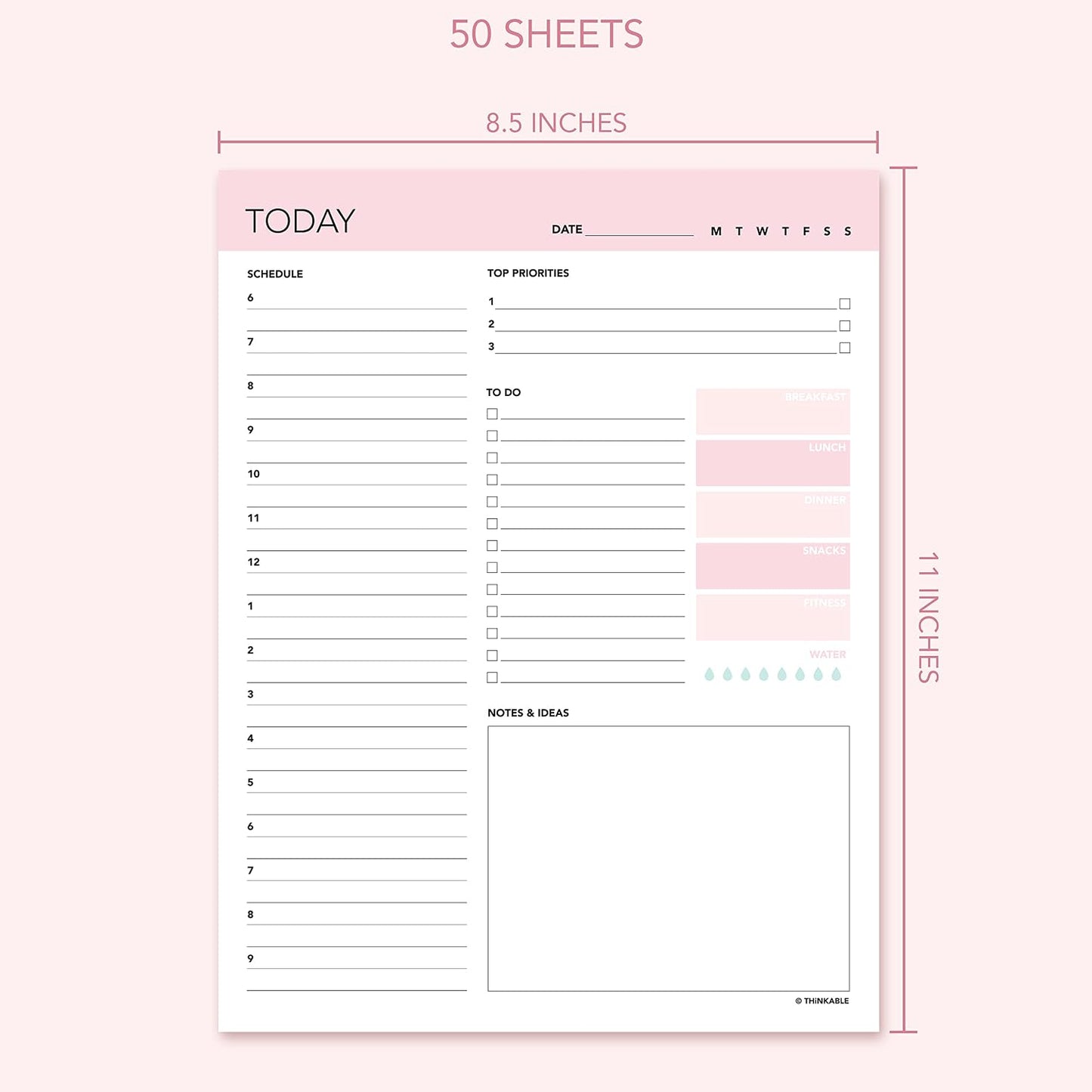 Daily Planner Notepad - 8.5x11 To Do List Organizer