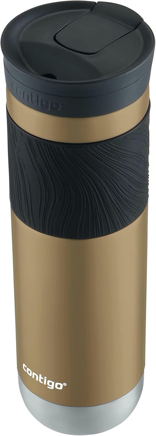 Contigo SNAPSEAL Insulated Stainless Steel Travel Mug with Grip 20oz. Blue Corn Transparent Satin & Midnight Berry