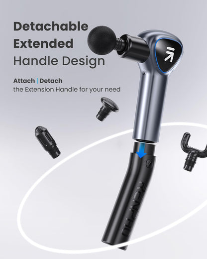 RENPHO Foldable Massage Gun with Extension Handle for Back, 0-90° Adjustable Angle, FSA Eligible, Handheld Percussion Deep Tissue Massager with 9mm Amplitude for Pain Relief HSA, Gifts for Men Women