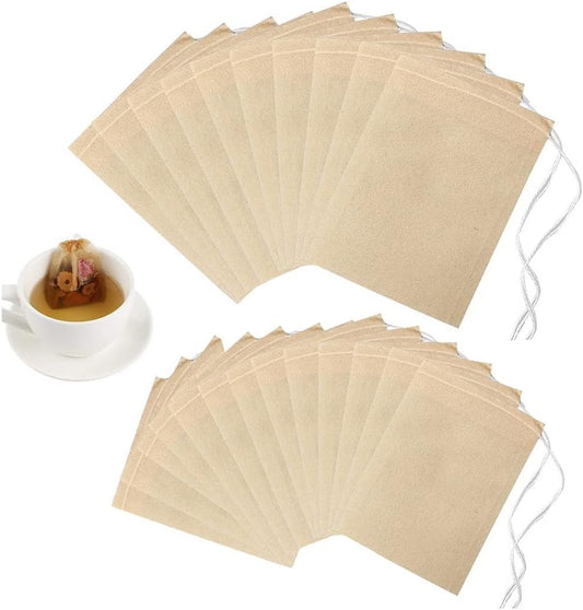 Empty Tea Bags - 300 Pcs Disposable Drawstring Unbleached Filter Bags for Loose Leaf Tea and Coffee (3.54 x 2.75 inch)