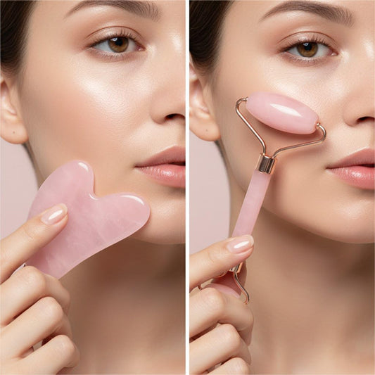 Cooling Face Roller & Gua Sha Set, Smooth Resin Facial Massage Tools for Face & Neck, Daily Skincare Duo, Refrigerator-Friendly