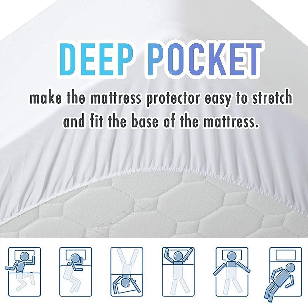 MATBEBY Queen Size Mattress Pad - Cooling Breathable Mattress Topper, Quilted Fitted Mattress Protector, Pillow Top Mattress Cover with 8-21" Deep Pocket, Soft, Machine Washable, White, 60x80 Inches
