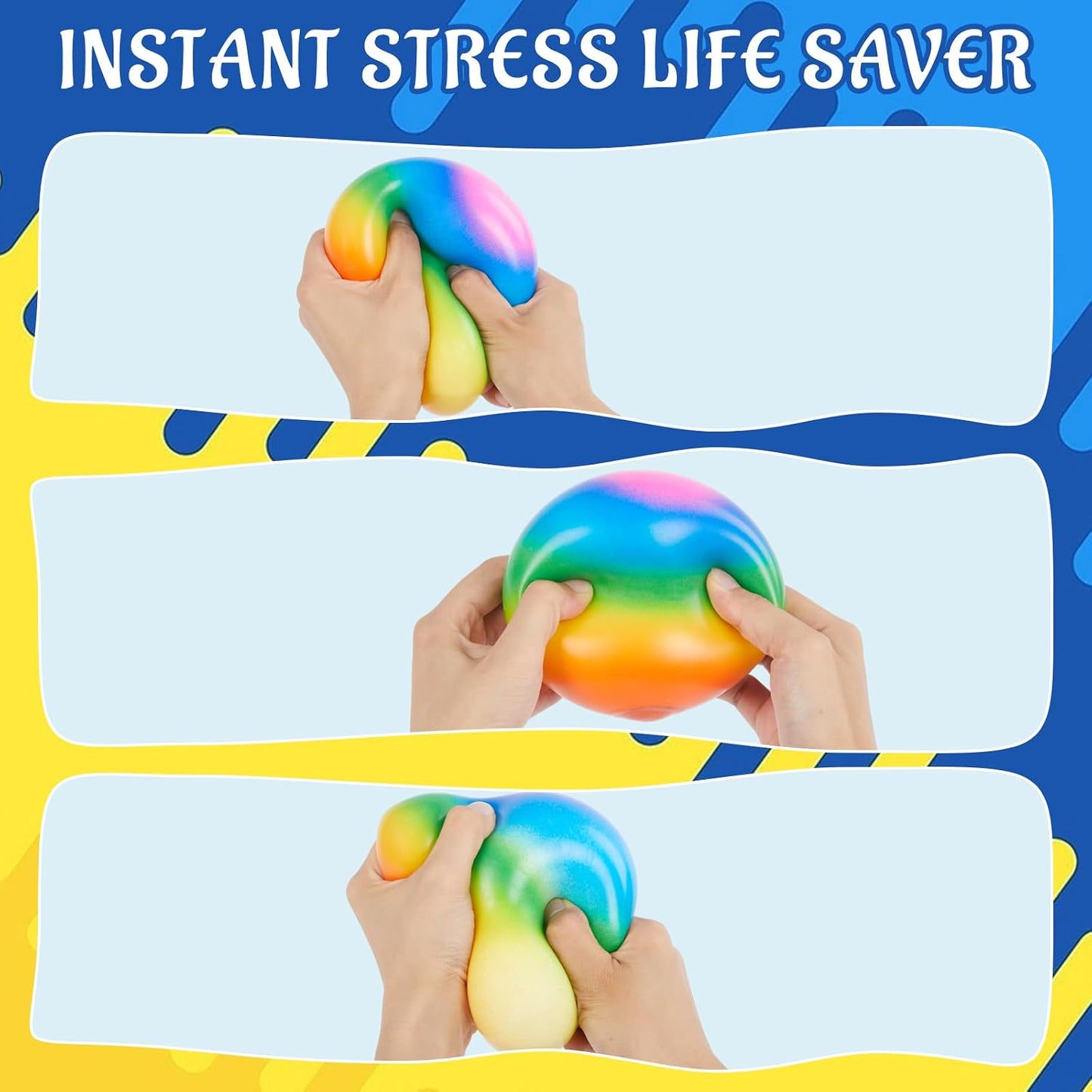 Giant 4 Inches Jumbo Stress Balls for Adults Anxiety Relief, Nedoh Balls Squishy Balls Fidget Squeeze Squish Big Ball for Anti-Stress