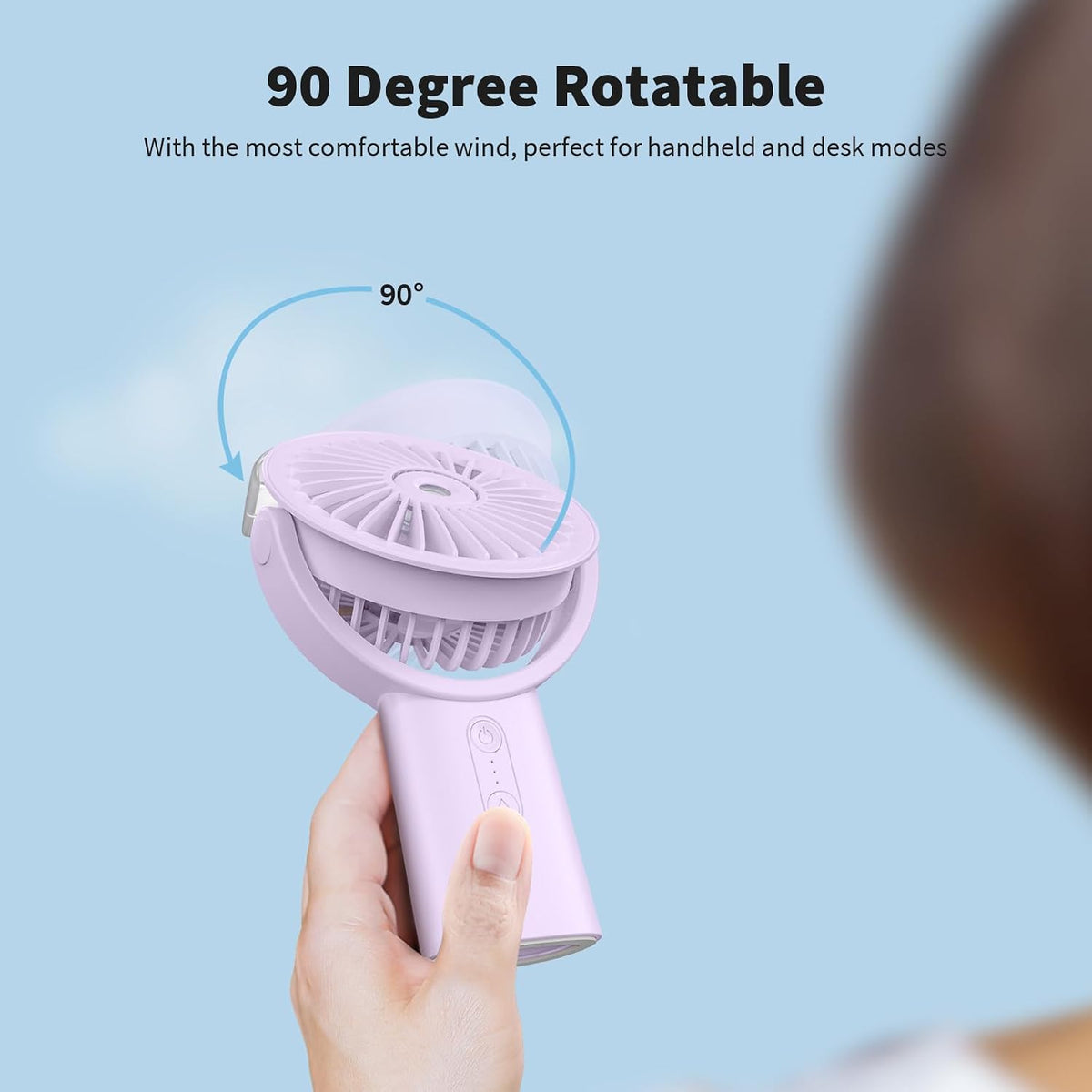 Otlonpe Handheld Misting Fan Portable, Small Personal Hand Held Rechargeable Mist Fan Water Spray, 4000mAh Battery Operated Hand Mister Fans 3-Speed, 4-15 Hrs Runtime for Travel Home Office Outdoor