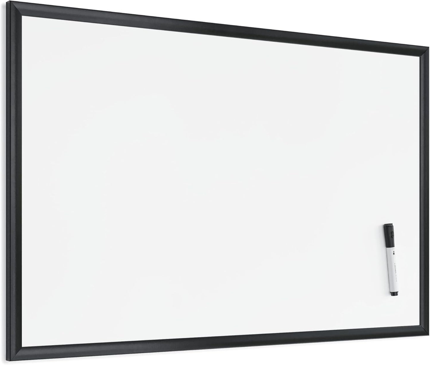 U Brands Framed Magnetic Weekly Calendar Dry Erase White Board, Office Supplies, Black Frame, with Marker, Magnet, 11” x 18”
