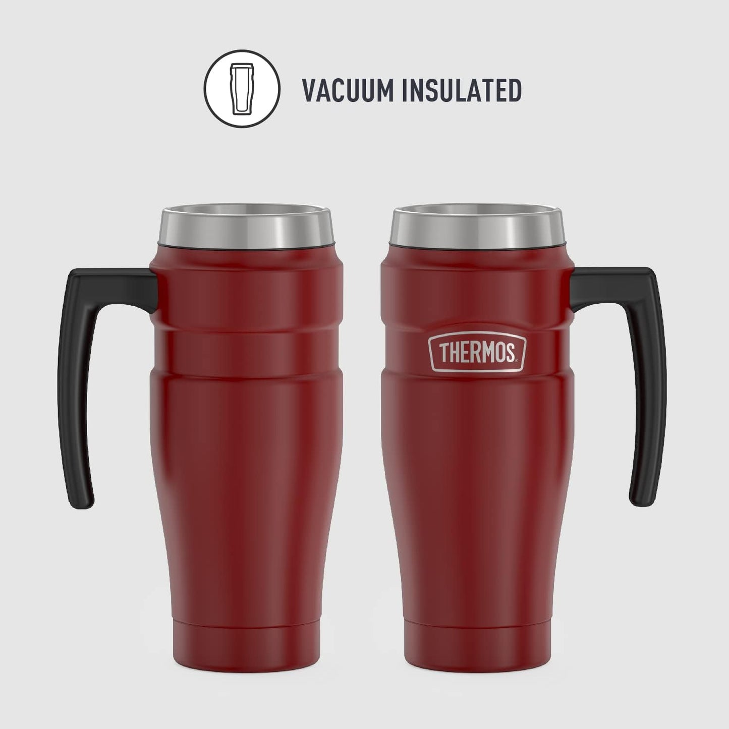 THERMOS Stainless King Vacuum-Insulated Travel Tumbler, 16 Ounce, Matte Steel