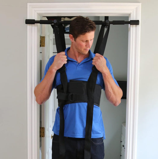Sit and Decompress Back Stretcher with Pull Up Bar 3 Minutes A Day Lumbar Traction Spinal Decompression - (Large Harness)