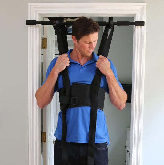Sit and Decompress Back Stretcher with Pull Up Bar 3 Minutes A Day Lumbar Traction Spinal Decompression - (Large Harness)