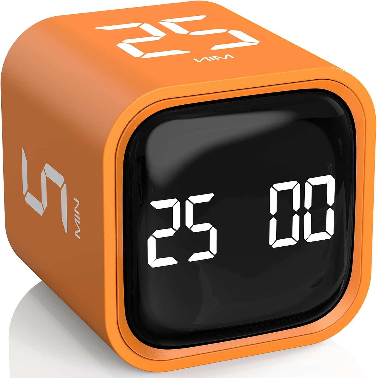 Rotating Pomodoro Timer 5, 25, 10 50 Minutes Preset, Desk Productivity Flip Timer, ADHD Tool Cube Countdown Stopwatch, Vibration/High/Low Volume/Custom Modes, for Work, Study, Back to School, Kitchen