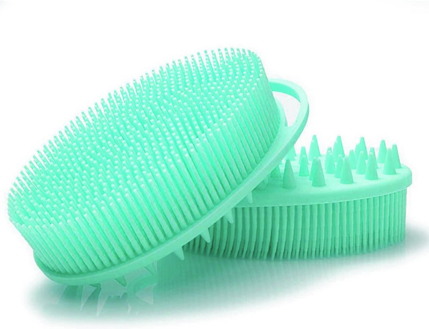 Pink Exfoliating Body Scrubber and Shower Brush - Soft Silicone Loofah for Kids and Adults - All Skin Types