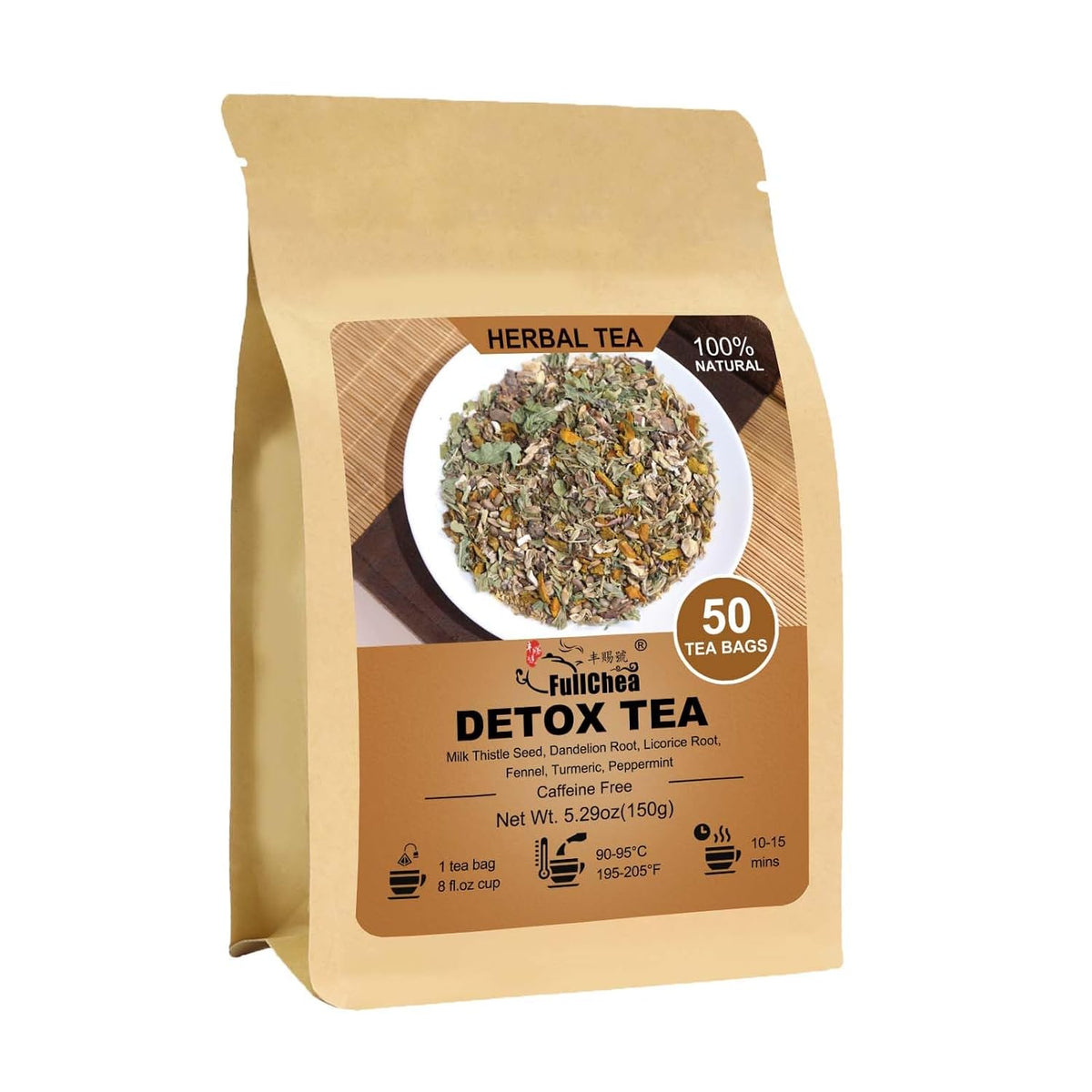 FullChea - Detox Tea Bags, 50 Count, Milk Thistle Herbal Detox Blend