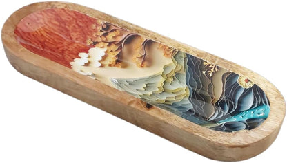 Bless-International Traditional-Handmade-Tray-Burner Wooden-Trat-Incense-Stick-Holder Ash-Catcher-Stand for-Aromatherapy-Meditation-Yoga 11x4x1.22 Inches (Wooden Tray)