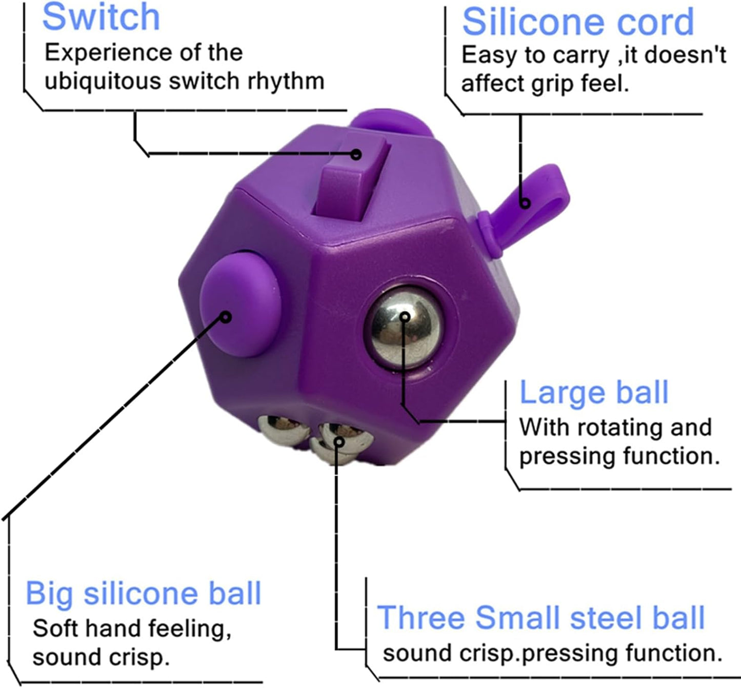 Small Fidget Toys Cube, Small Fidget Toy - 12 Sides Decompression Cube Anti Anxiety and Relief Stress Improve Focus Creative Unique Fidget Toy for Kids and Adults, with Carry Case(Black E1)