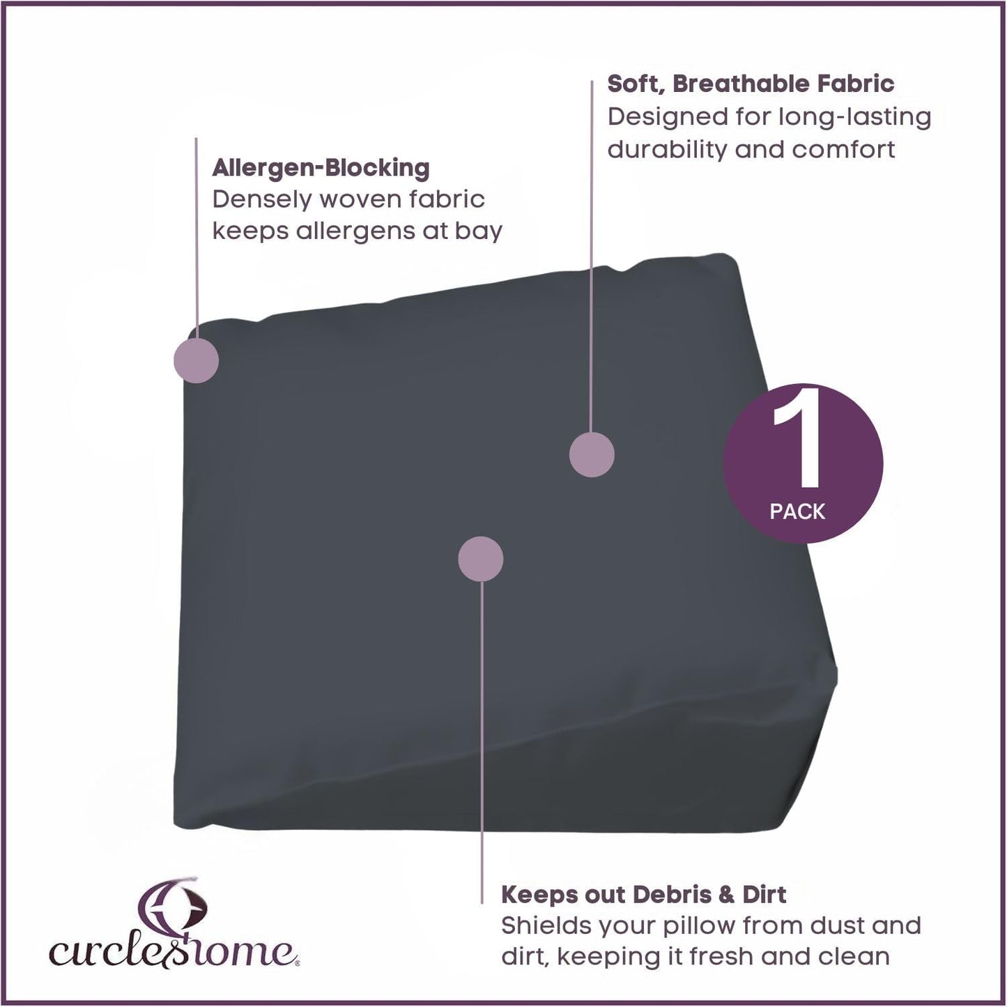 CirclesHome Pillow Protectors 4 Pack Standard Zippered - 100% Cotton Breathable Pillowcases - Protects Pillows from Dirt, Dust and Debri (Standard - Set of 4 - 20x26)