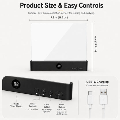 Smart 2 in 1 LED Book Light & Night Light, with 3 Colors, Stepless Dimming