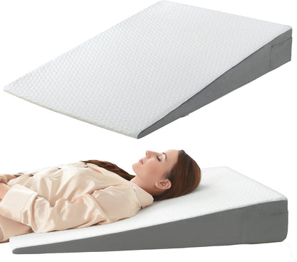 Vekkia 34" Extra-Long Wedge Pillow, 5.5" Bed Wedge Pillow for Sleeping,Gray