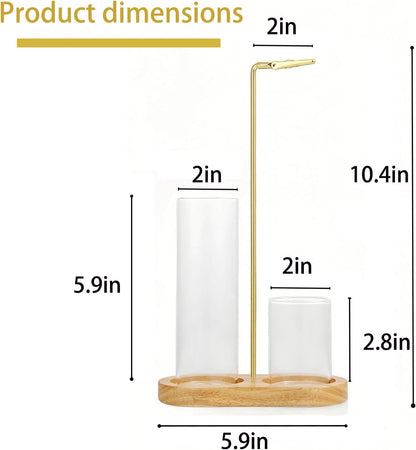 2 in 1 Incense Holder for Sticks, Insence-Stick Holder with Glass Ash Catcher & Incense Sticks Organizer, Anti-Ash Flying Incense Burne for Yoga, Spa, Meditation, Wooden Home Decor