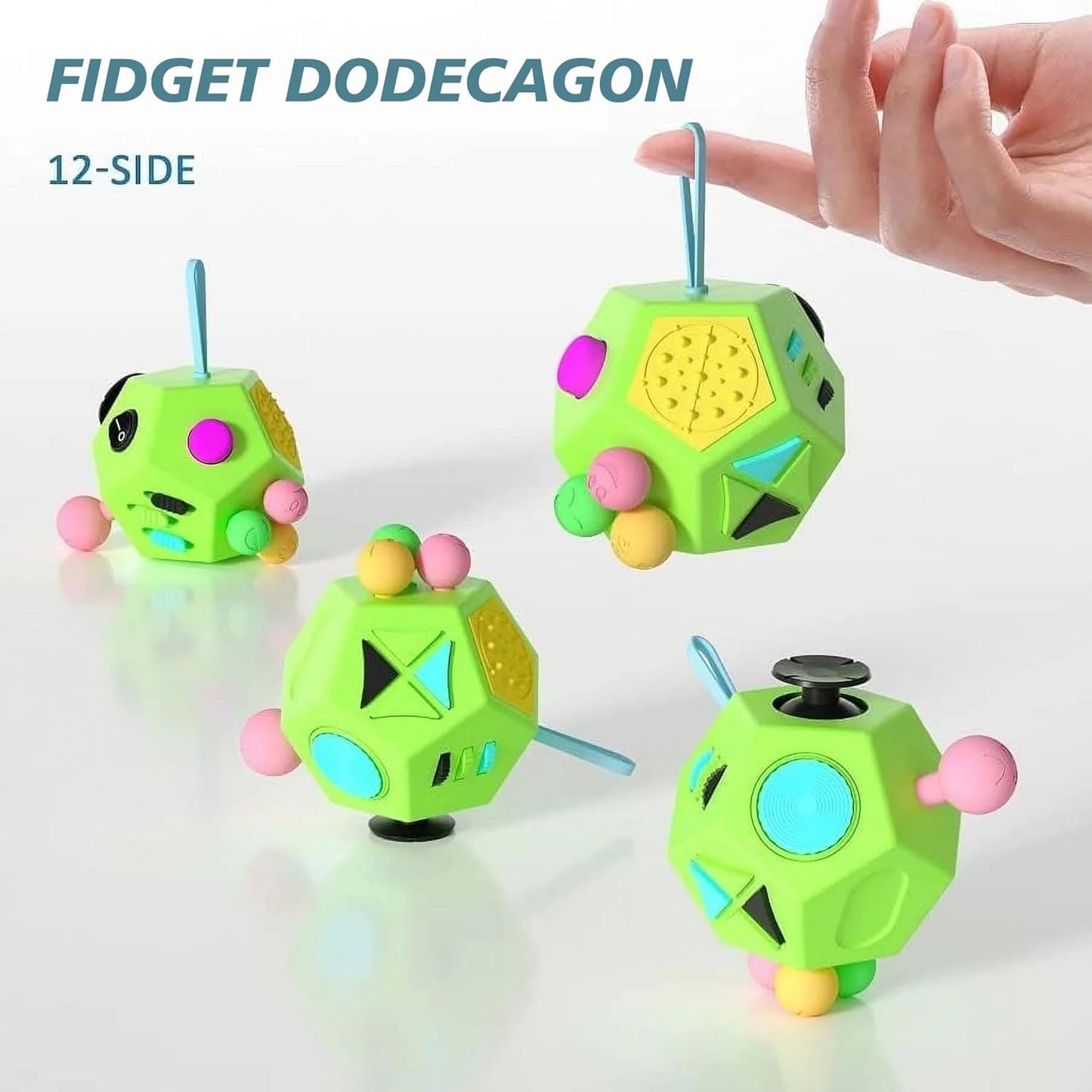 Fidget Dodecagon-12 Sided Fidget Toy Stress Relief Cube for Children and Adults, Silent Compact Classroom Gifts Stocking Stuffers for Teen Boys, Kids(B3 Blue Sky)