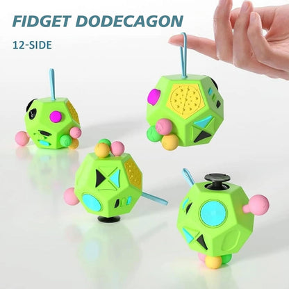 Fidget Dodecagon-12 Sided Fidget Toy Stress Relief Cube for Children and Adults, Silent Compact Classroom Gifts Stocking Stuffers for Teen Boys, Kids(B3 Blue Sky)