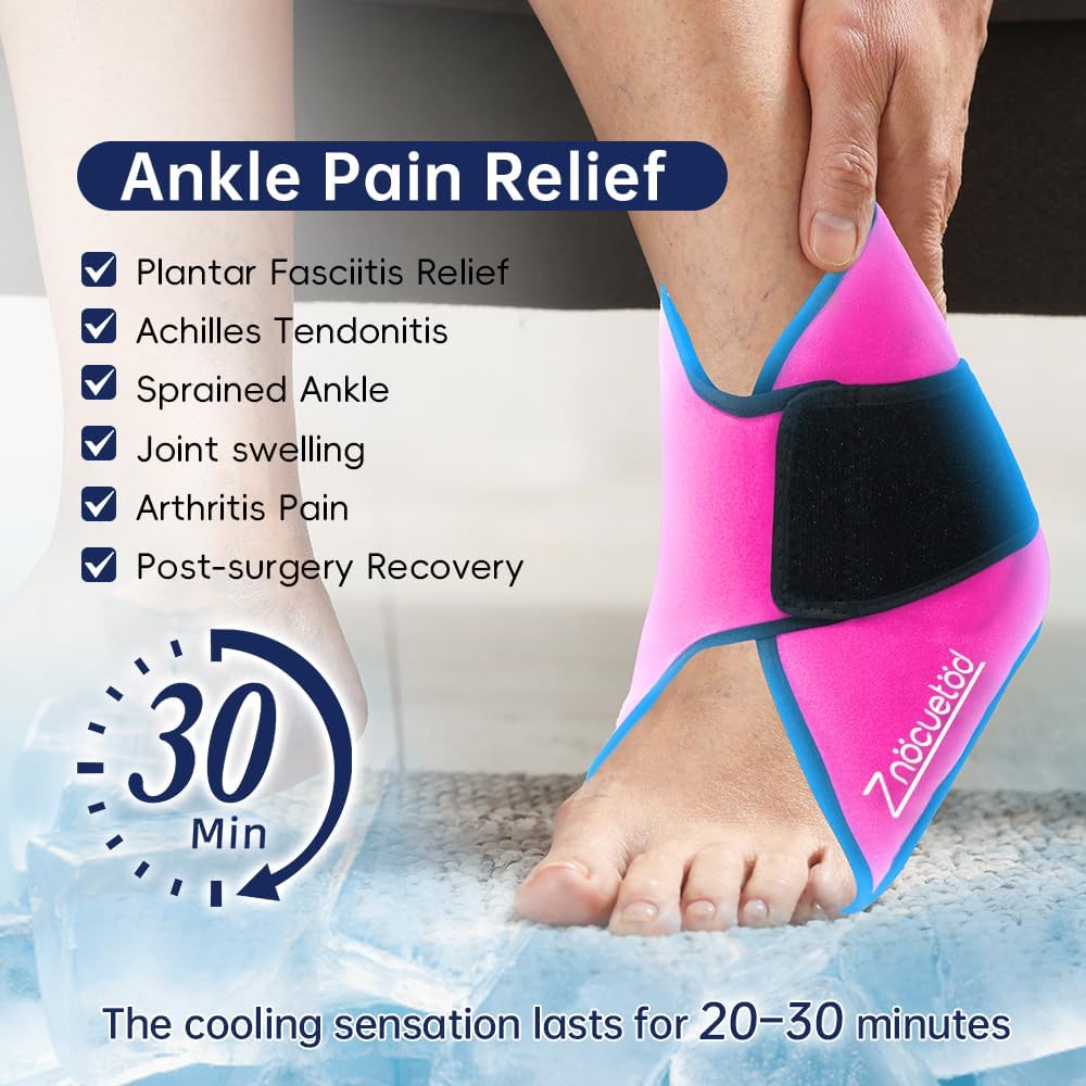 Ankle Ice Pack Wrap for Foot Heel Pain Relief Swelling Reusable Gel Ice Cold Packs Compression for Achilles Tendonitis Plantar Fasciitis Sprained Ankles Swollen Feet Surgery Recovery Heel Spur