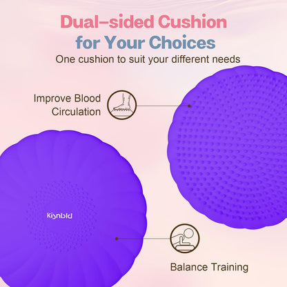 kisnbld Wobble Cushion, Extra Thick Wiggle Seat for Sensory Kids, Non-slip Balance Disc with Inflation Pump for Adults Core Strength, Posture Improvement & Physical Therapy (13.5in/34cm)