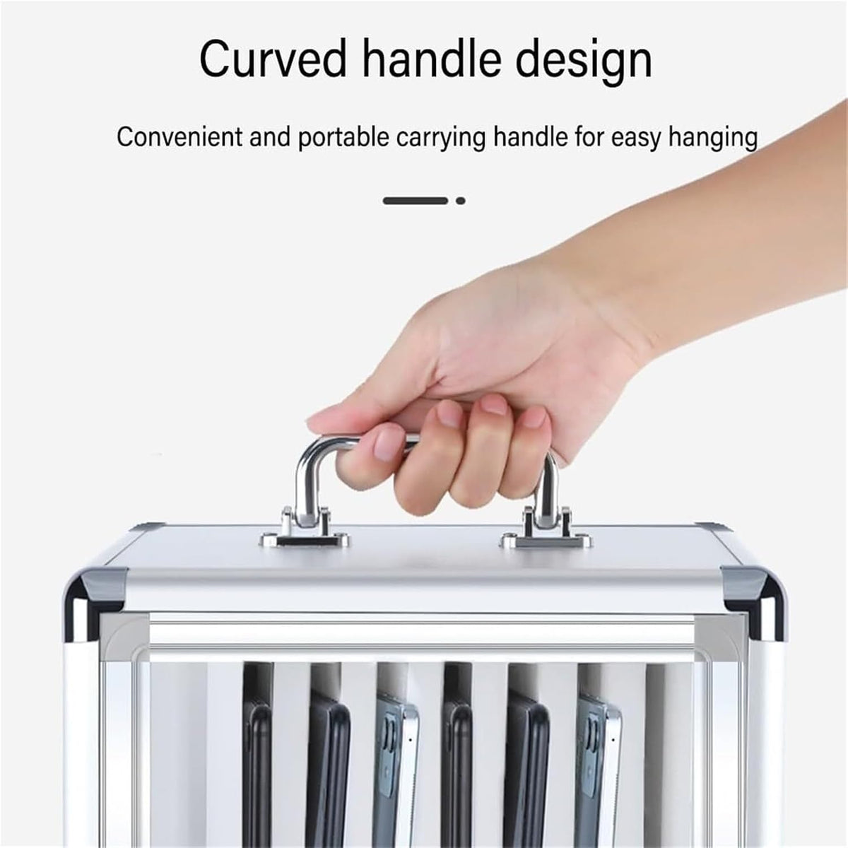 Portable Phone Charging Station with Slots for Classroom & Factory Use-Ideal for Schools,Nizes & Stores Mobile Devices Efficiently,Silver-6A