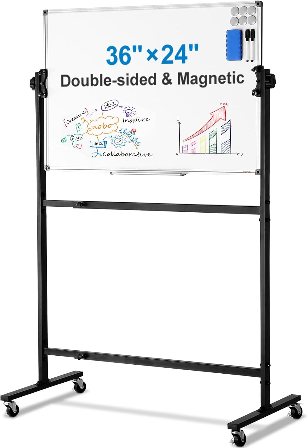 VEVOR Dry Erase Calendar for Wall, 36 x 24 Inches Whiteboard Calendar, Monthly Planner Magnetic Dry Erase Board, 1 Magnetic Erase & 2 Dry Erase Marker & Movable Tray for Restaurant Office Home School