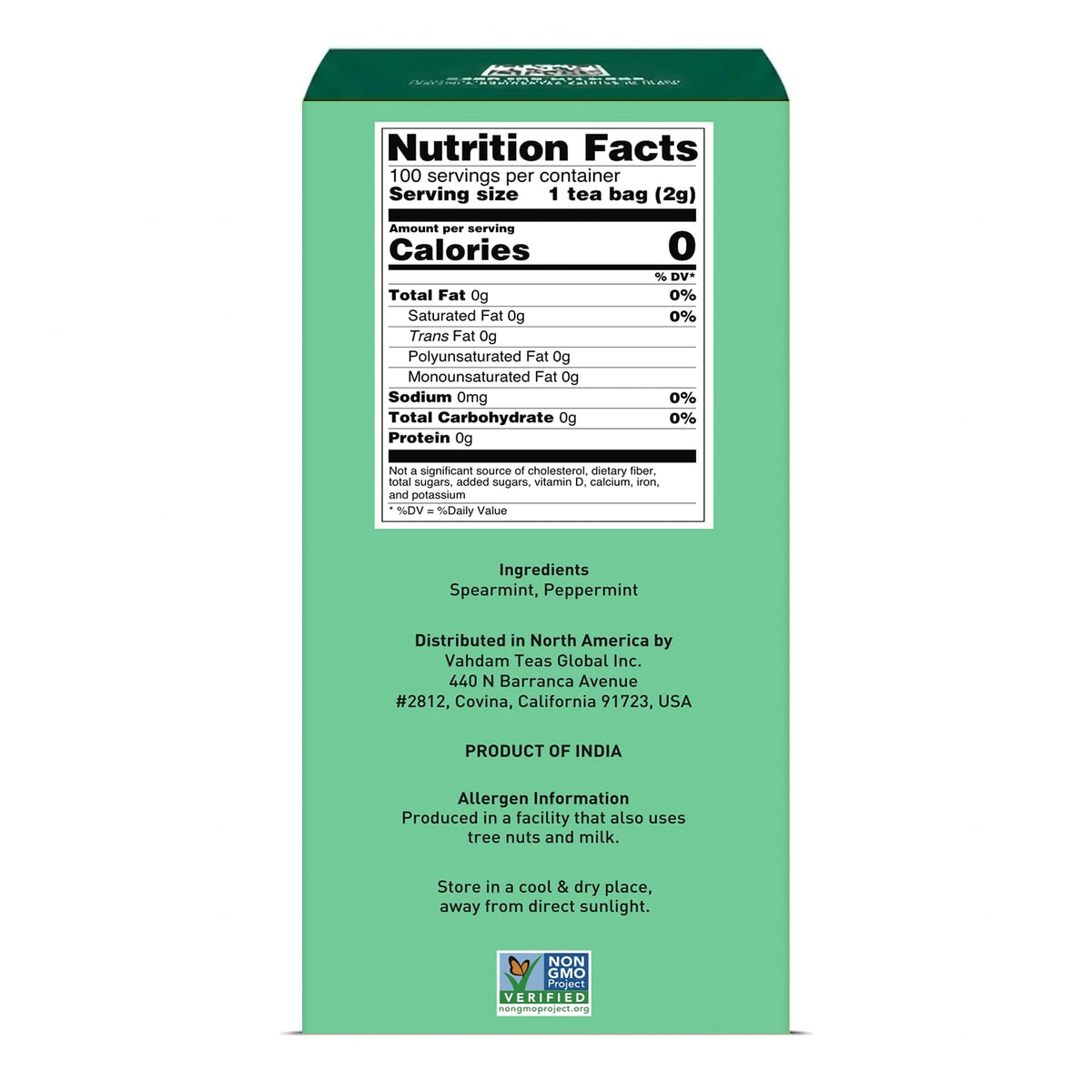 VAHDAM, Pure Mint Herbal Tea (100 Pyramid Tea Bags) Caffeine Free, Non GMO, Gluten Free | Blend of Spearmint & Peppermint - Sweet & Minty | Resealable Ziplock Pouch