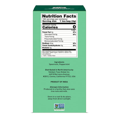 VAHDAM, Pure Mint Herbal Tea (100 Pyramid Tea Bags) Caffeine Free, Non GMO, Gluten Free | Blend of Spearmint & Peppermint - Sweet & Minty | Resealable Ziplock Pouch
