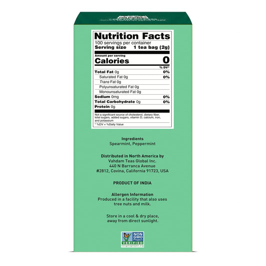 VAHDAM, Pure Mint Herbal Tea (100 Pyramid Tea Bags) Caffeine Free, Non GMO, Gluten Free | Blend of Spearmint & Peppermint - Sweet & Minty | Resealable Ziplock Pouch