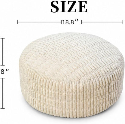 Stuffed Pouf Ottoman Soft Touch Poufs with Foam Chunk Filling Furry and Fluffy Detachable Pouf Foot Stool Storage Ottoman Floor Poufs Foot Rest for Living Room (Caramel, Round)