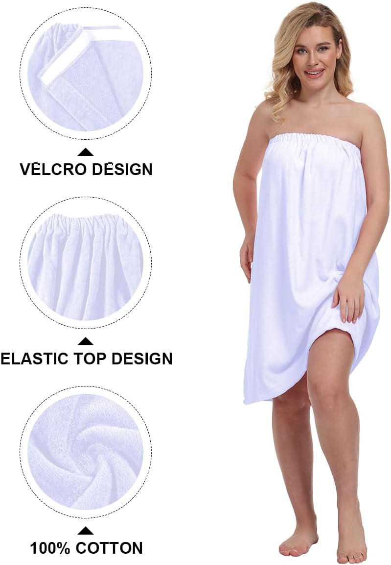 goodmansam Women's Cotton Shower Wrap Robes Spa Body Wrap Bathrobe Ultra Absorbent Cover up Towels
